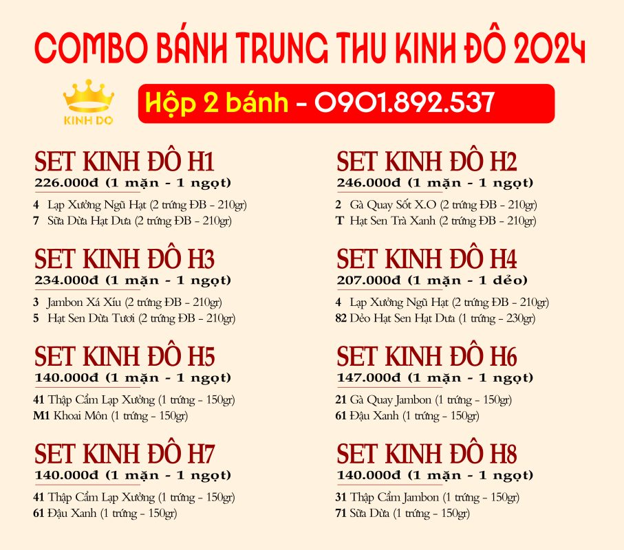 Combo Bánh trung thu Kinh Đô 2024 - Hộp 2 Bánh