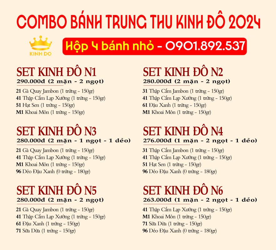 Combo Bánh trung thu Kinh Đô 2024 - Hộp 4 Bánh Nhỏ