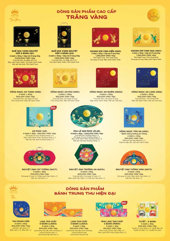 Bảng giá bánh trung thu Kinh Đô Trăng Vàng