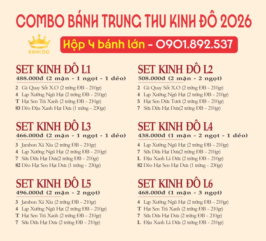 Combo hộp 4 bánh lớn Kinh Đô 2026